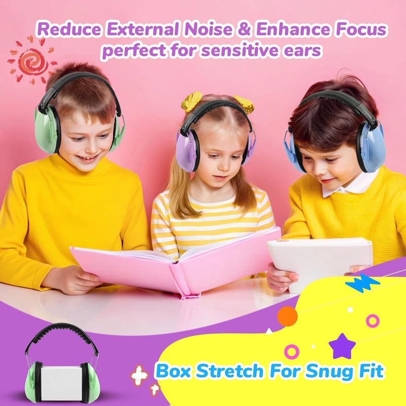 MelonArt Noise Cancelling Headphones for Kid Adult, 3PCS Kids Ear Hearing Protection 27dB Noise Reduction Earmuffs for Autism Sensory Toddler Soundproof Headphones for Shooting/Monster Truck/Concert - Image 4